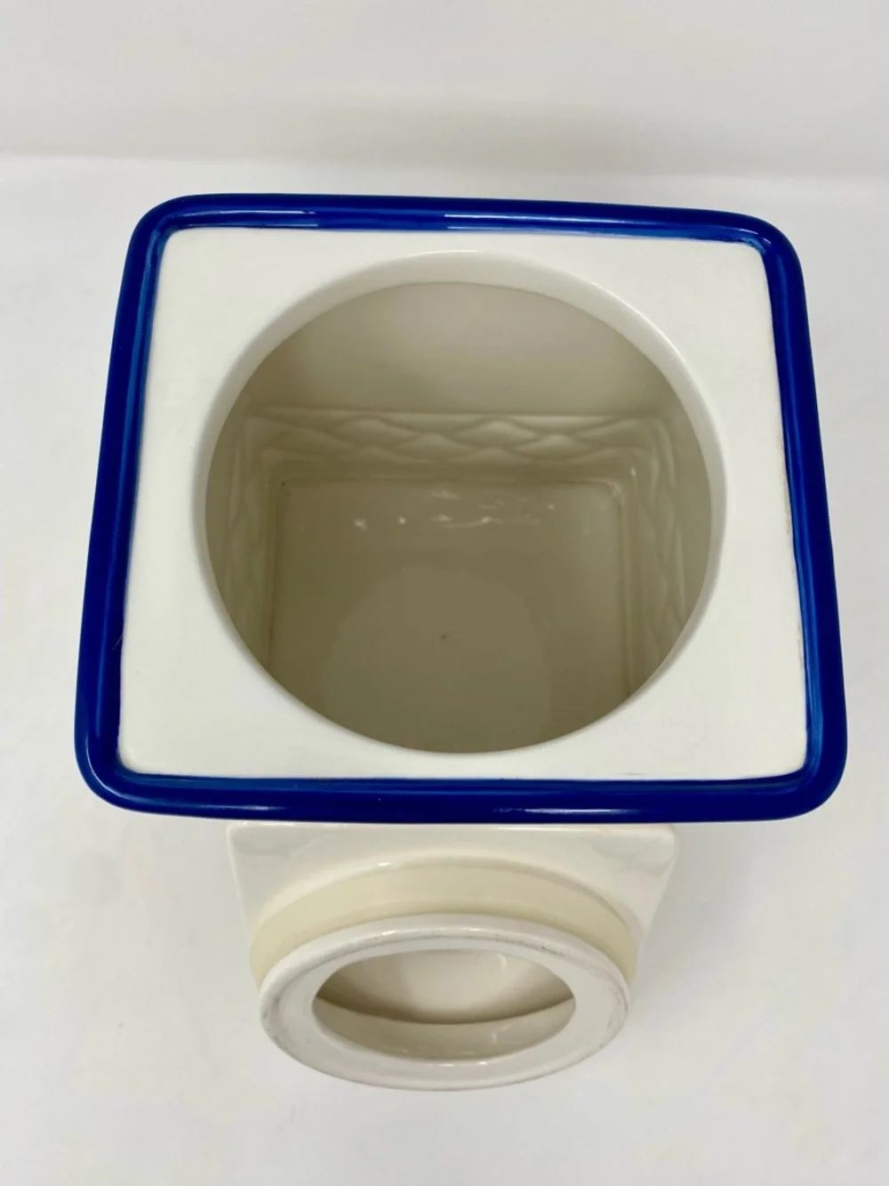 Ceramic Cherry Canister with Blue Trim